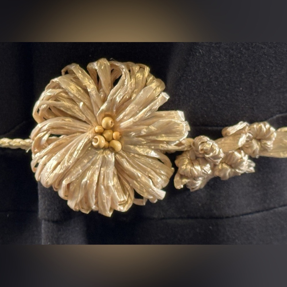 J. Crew Vintage Flower Glossy Raffia Belt, Champagne, Sz: OS, 72-14
